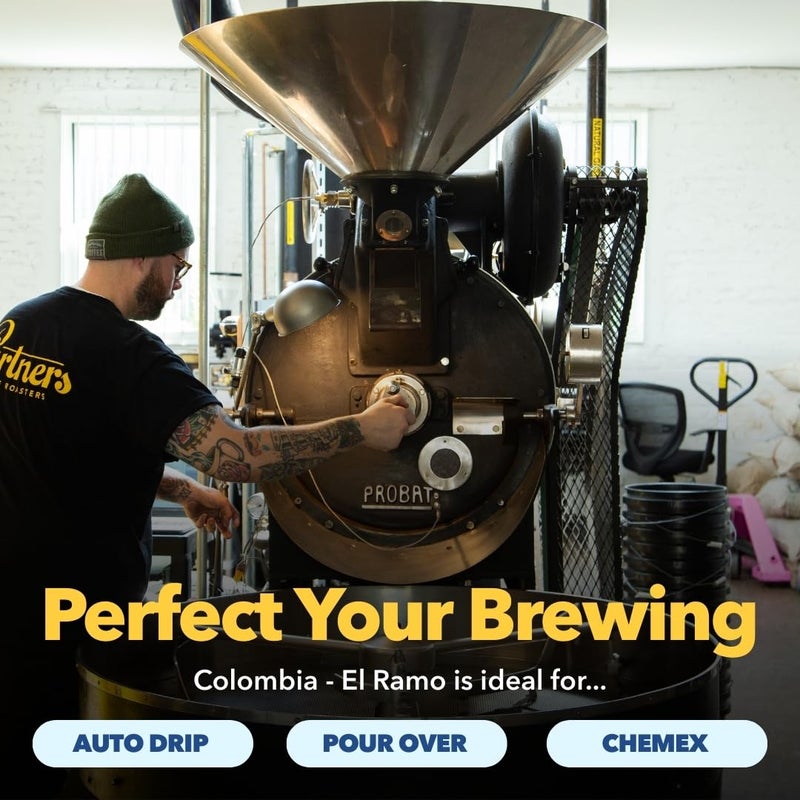 PARTNERS COFFEE ROASTERS - Whole Bean Coffee (El Ramo - Colombian, Light Roast) 12oz - Sweet, Nuanced Colombian Blend - Peach, Fresh Cream, Vanilla - Whole Coffee Beans - Roasted in New York City - Image 3